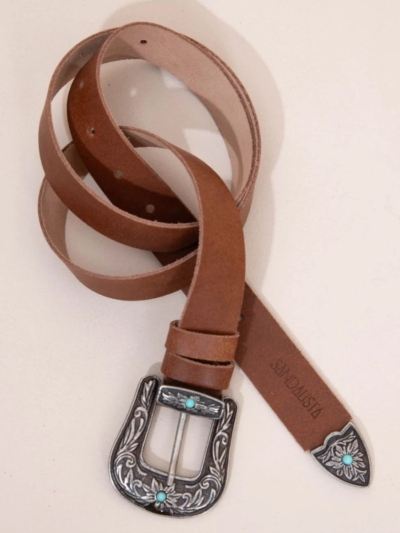 Margie Marron δερμάτινη ζώνη