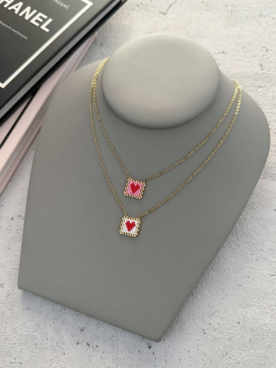 Heartbeat κολιέ με κεντητές χάντρες