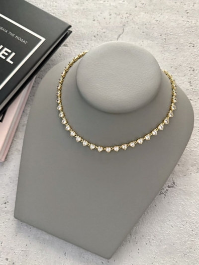 Crystal hearts κολιέ ατσάλι