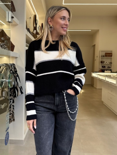 Ριγέ πλεκτή μπλούζα Nora