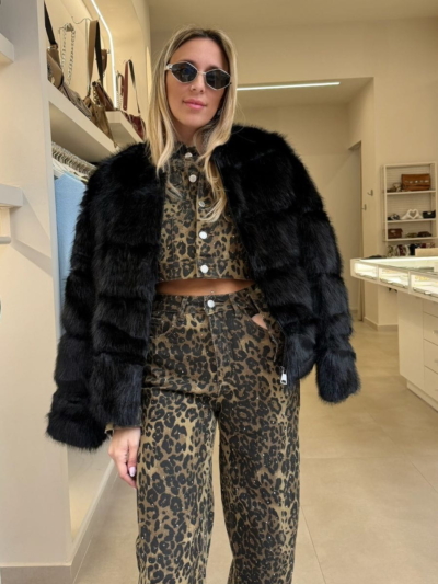 Midnight black οικολογική γούνα