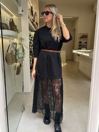 Shadow lace μαύρο φόρεμα