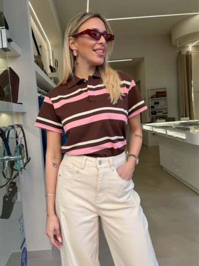 Mila polo μπλούζα καφέ