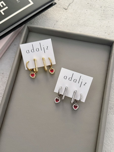 Valentina heart σετ σκουλαρίκια